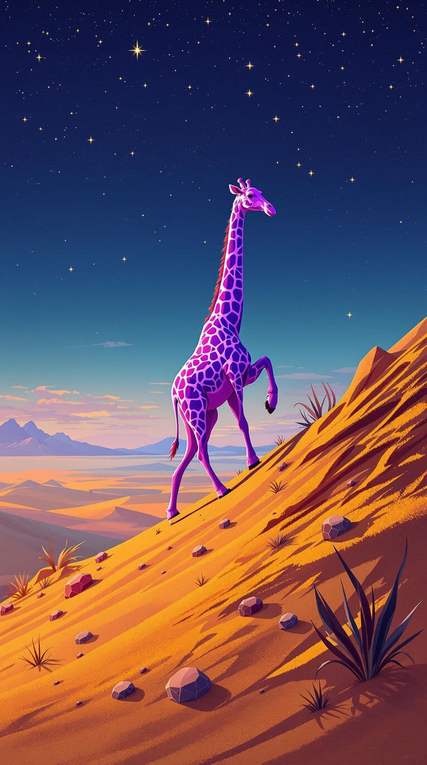 Whimsical Giraffe at Dusk