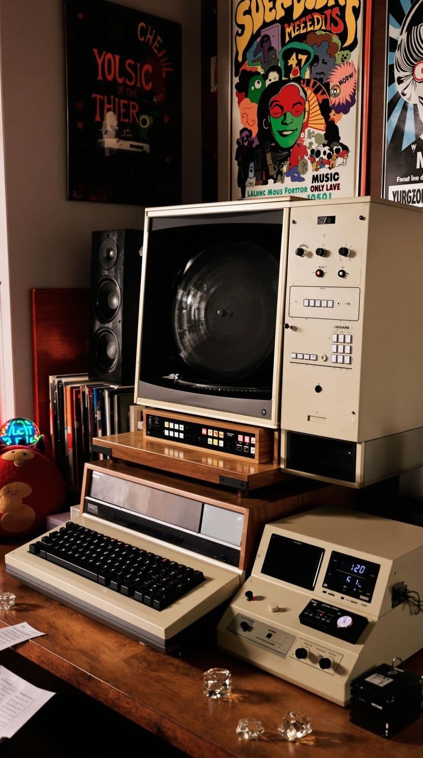 Retro Music Room with Turntable and Bean Bag