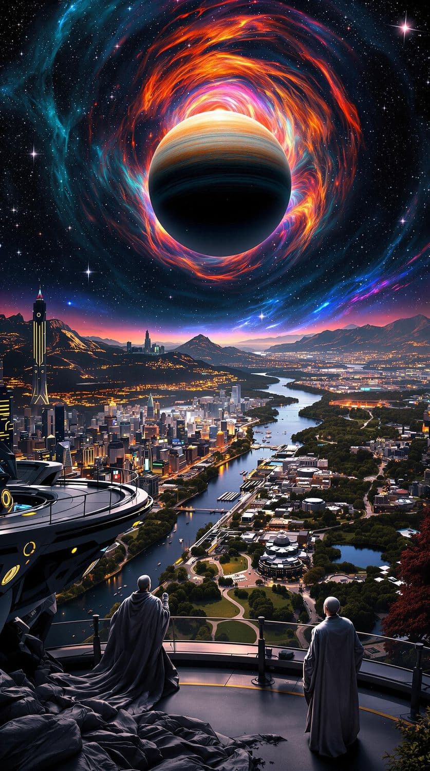 Futuristic City Under a Nebula
