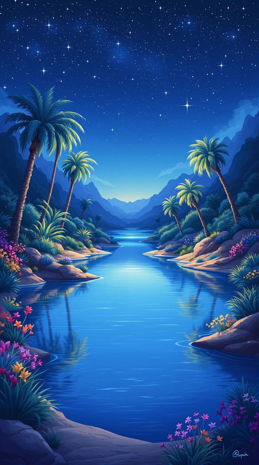Starlit Desert Oasis