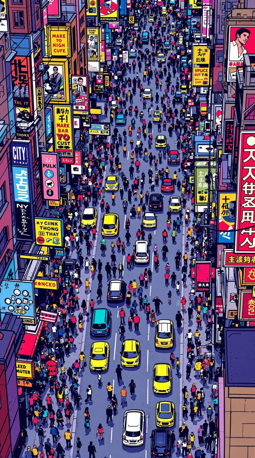 Aerial View of Urban Bustle