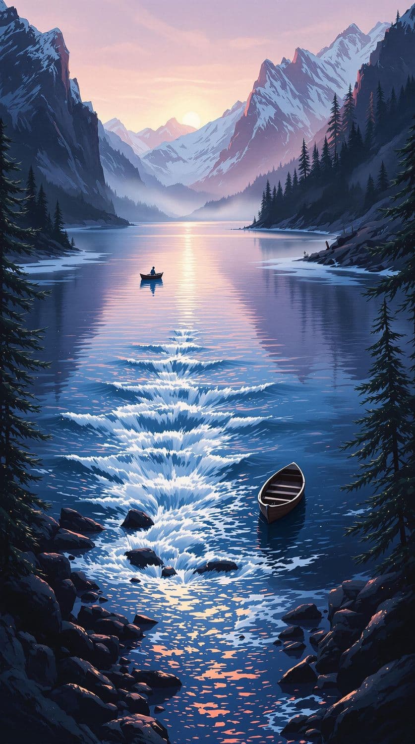 Mystical Mountain Lake at Sunrise