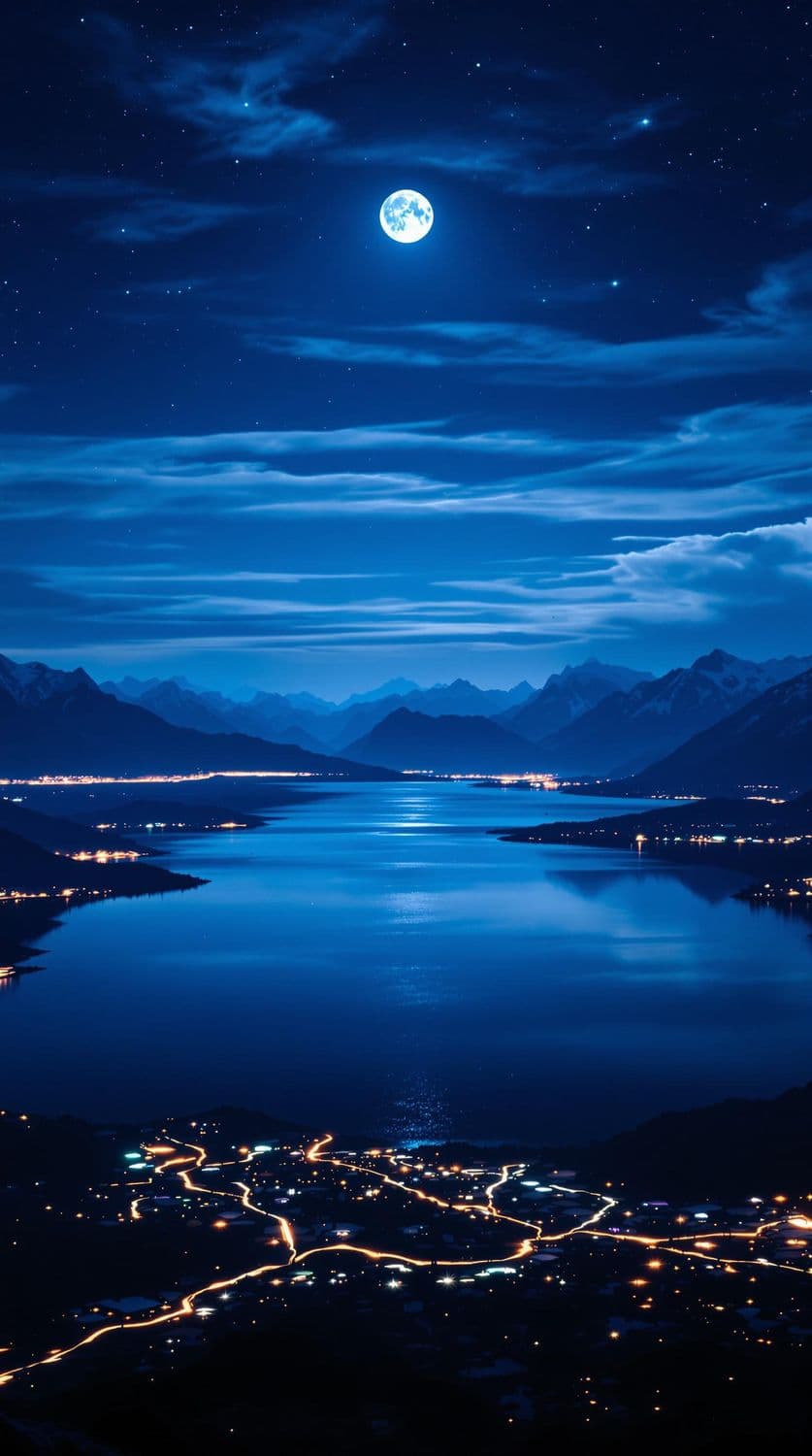 Moonlit Mountain Reflection