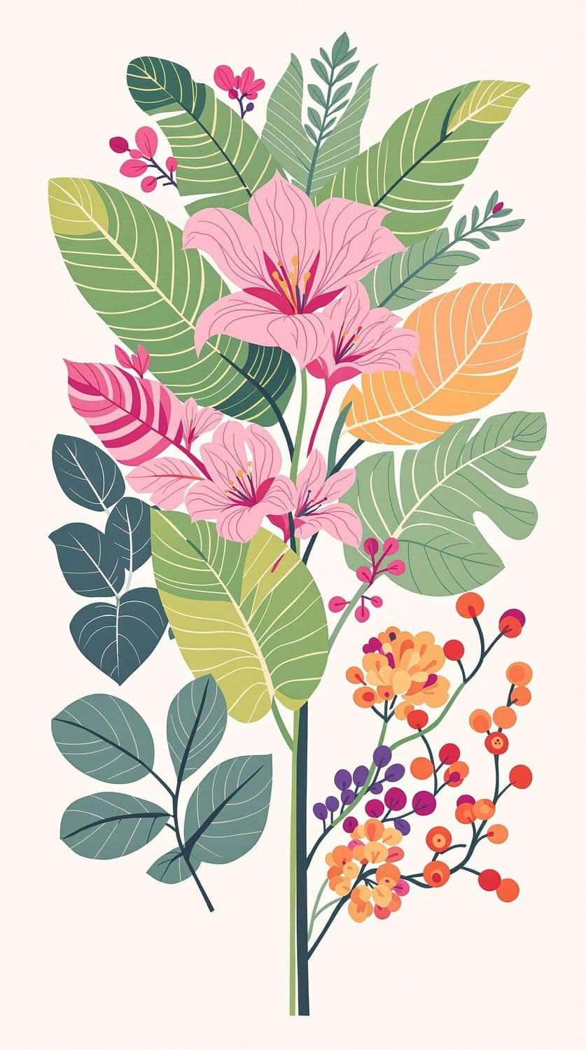 Tropical Flora in Art Deco