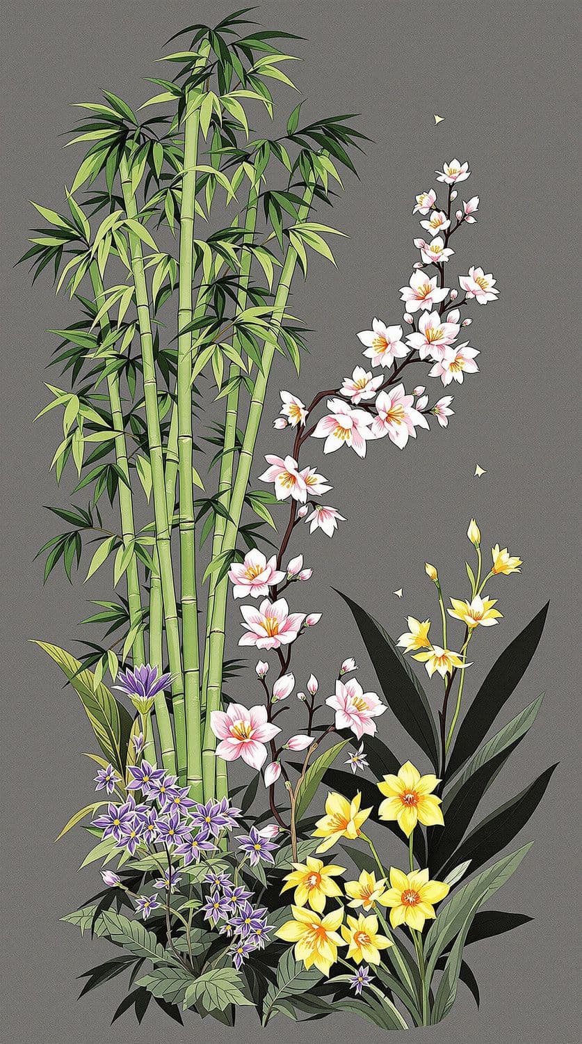 Bamboo and Cherry Blossoms