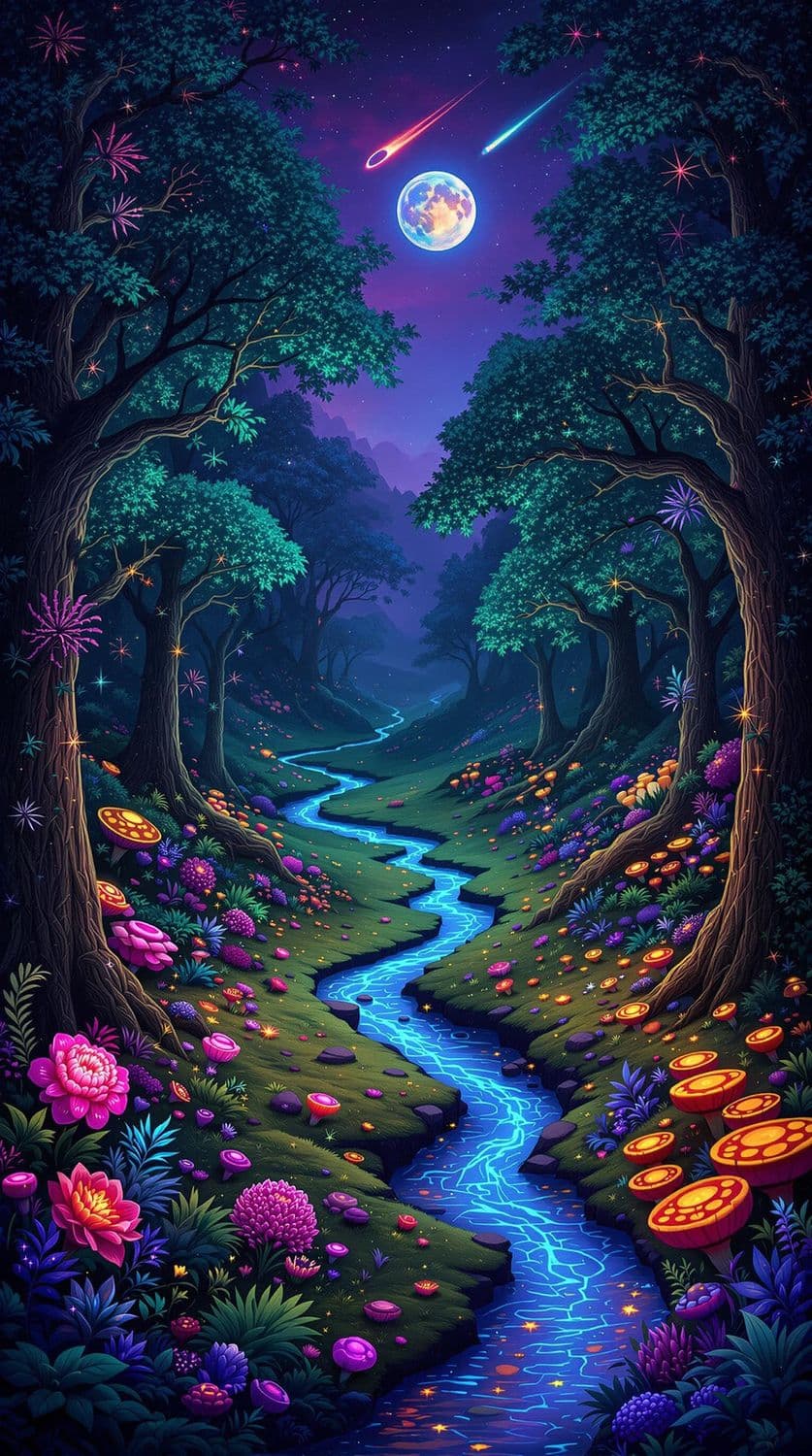 Bioluminescent Enchanted Forest