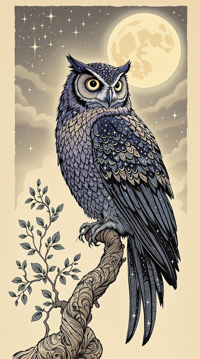 Majestic Owl in Moonlit Forest