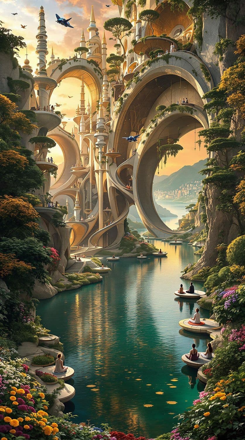 Cliffside Futuristic Cityscape