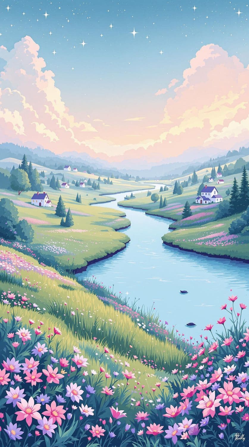 Riverside Meadow at Dawn