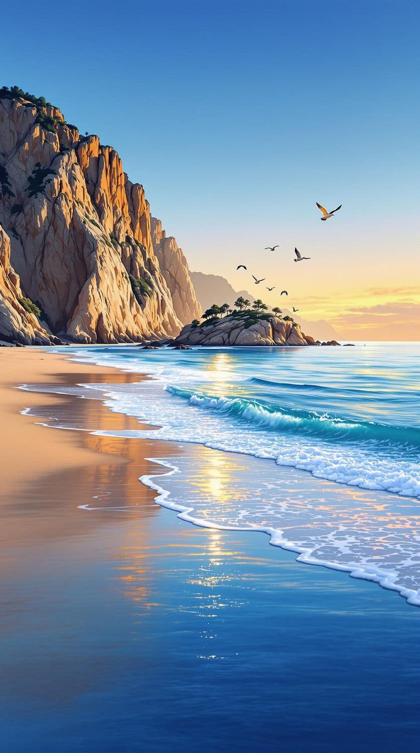 Golden Sunset Over Cliffs