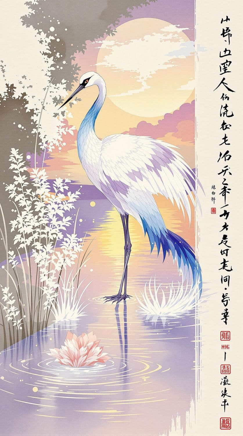 Ethereal Crane at Dusk