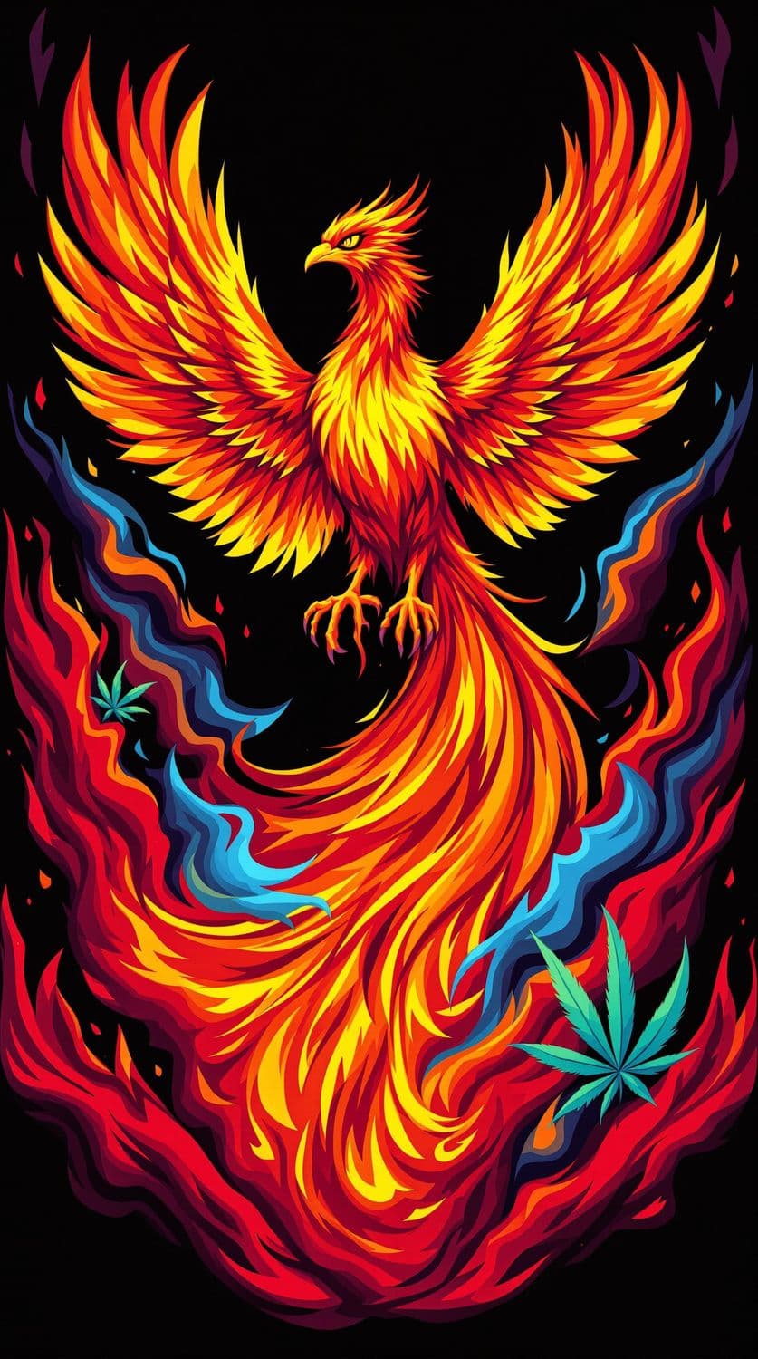 Phoenix Rising from Flames