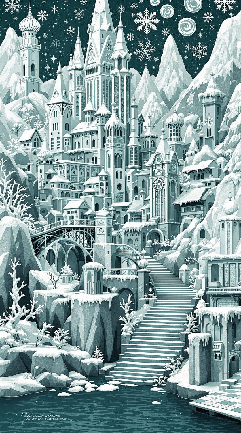 Snowy Alpine Cityscape