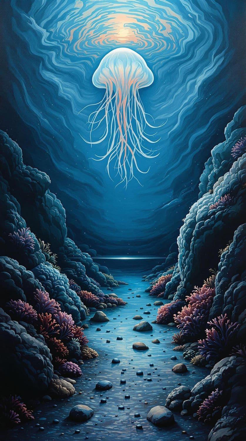 Jellyfish Glow in the Coral Depths