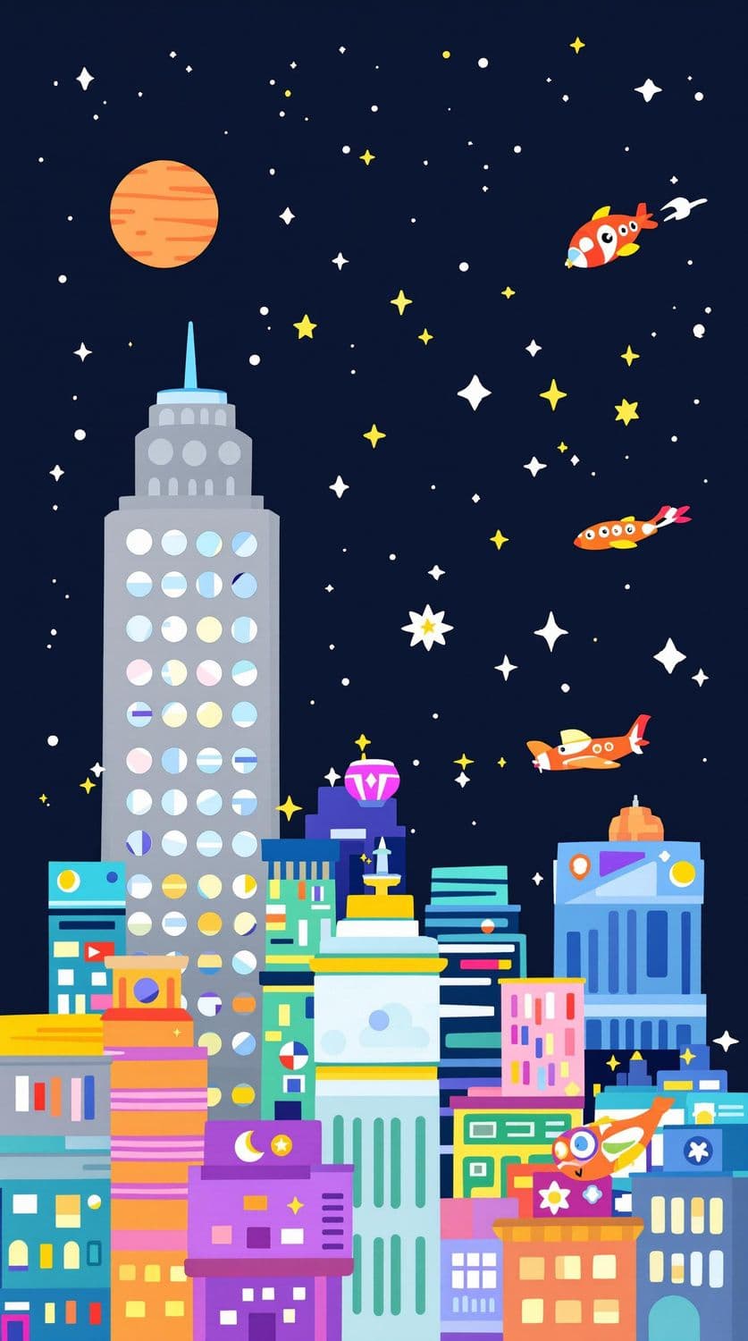 Playful Cityscape at Night