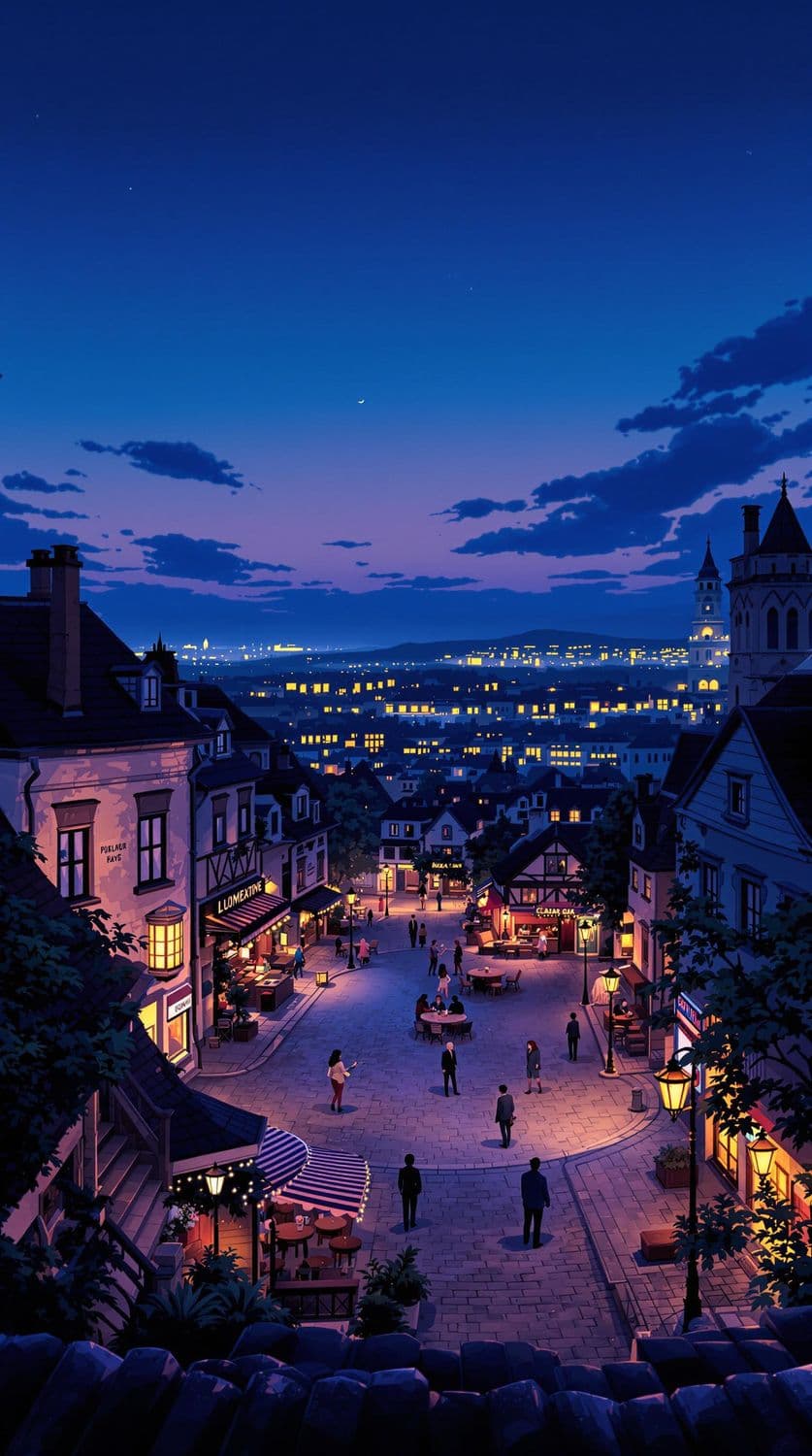 Twilight in a European Town