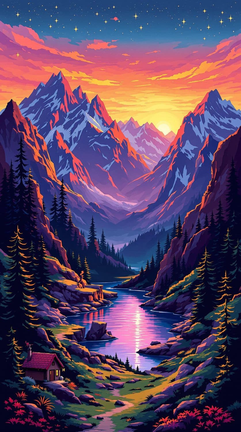 Dawn Over Mountain Peaks