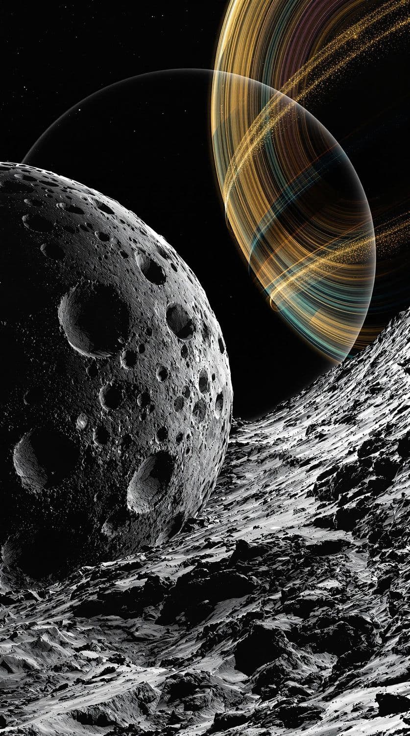 Cratered Planet and Ringed Giant