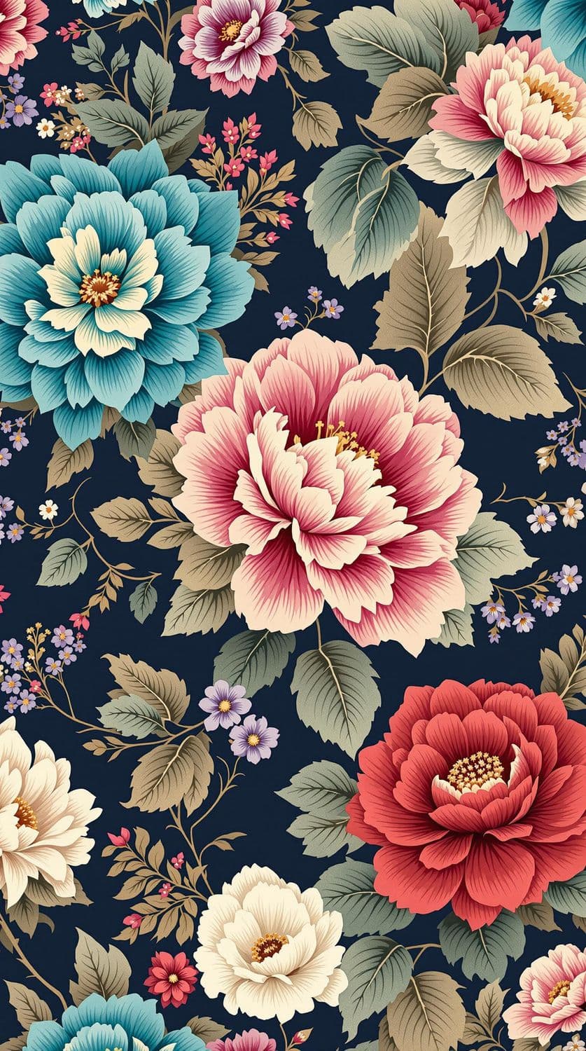 Indigo Vintage Blossoms