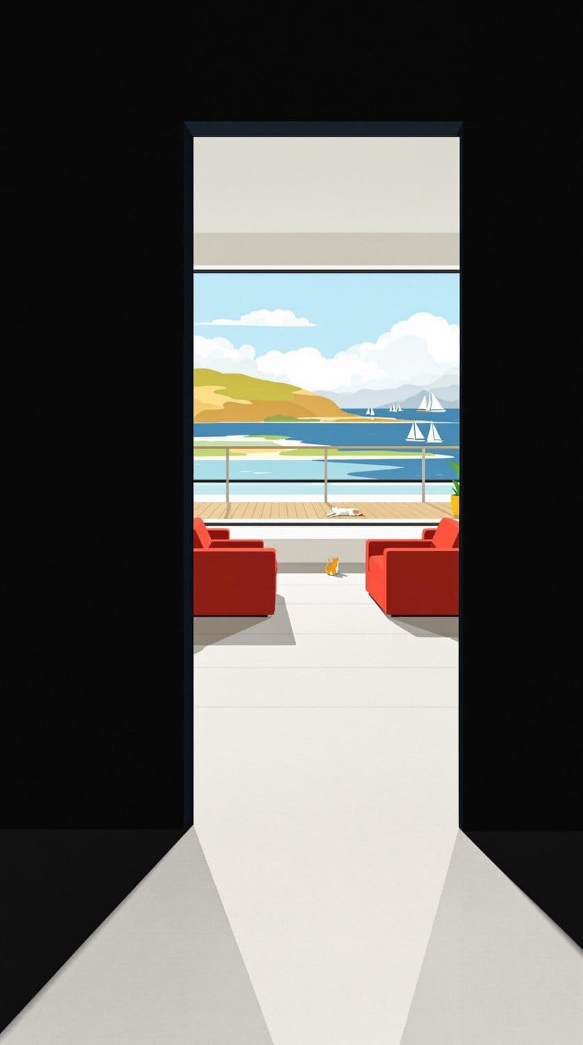 Sunlit Seascape Interior