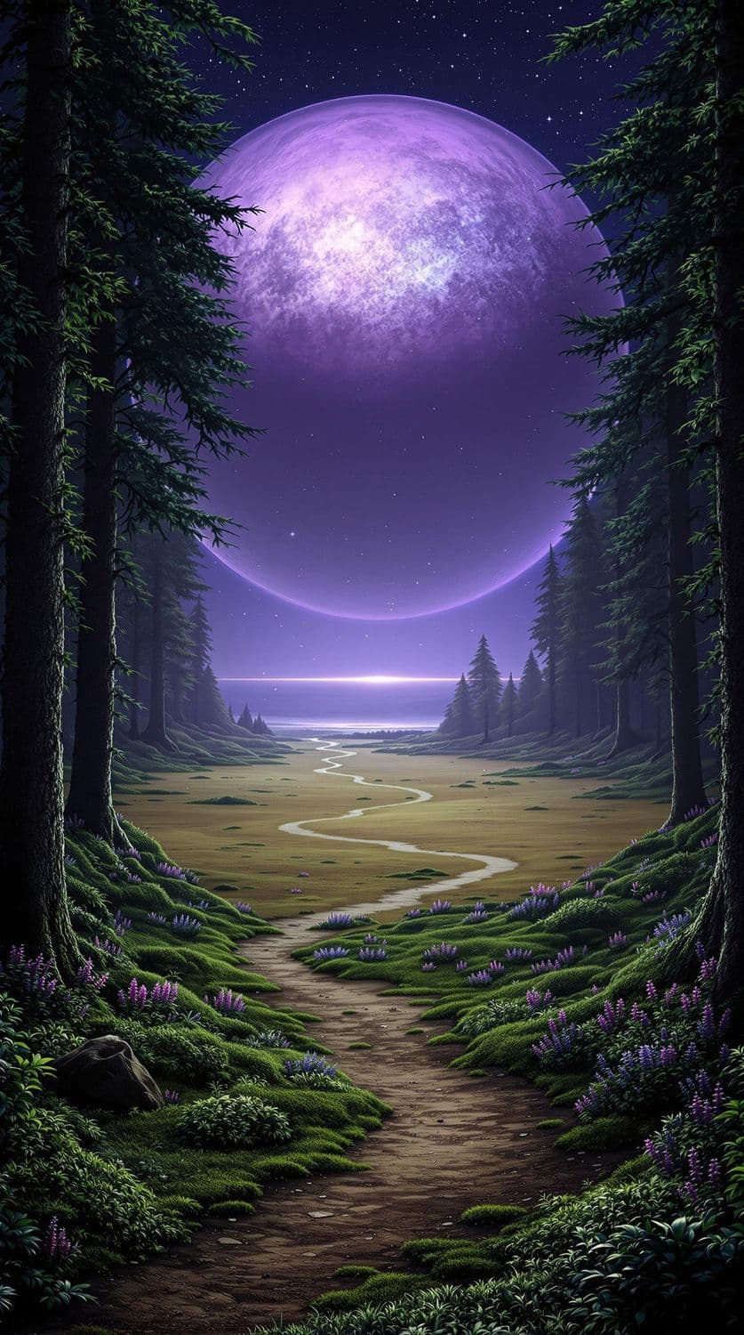Mystical Forest Under Stars