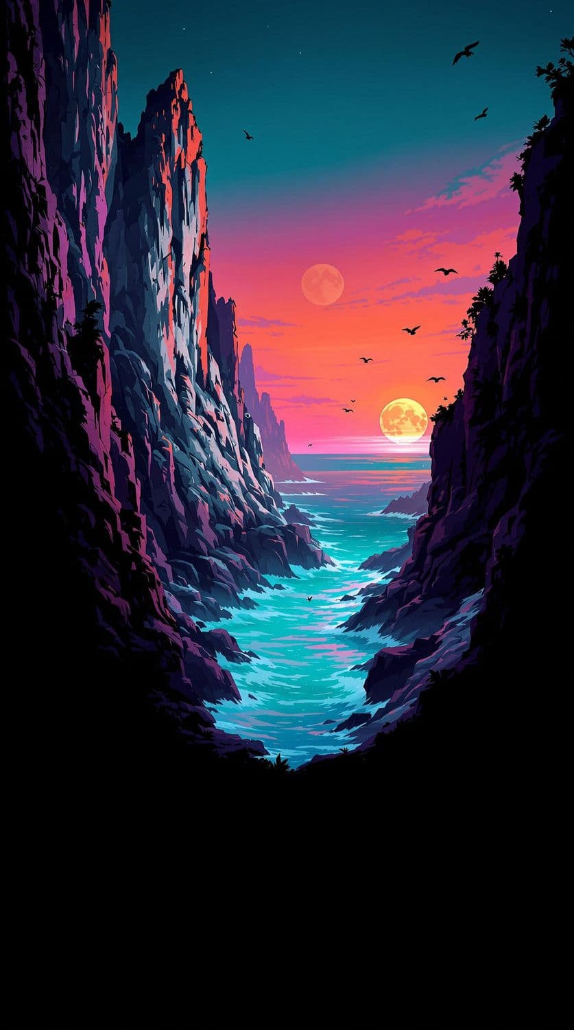 Twilight Cliffs by the Sea