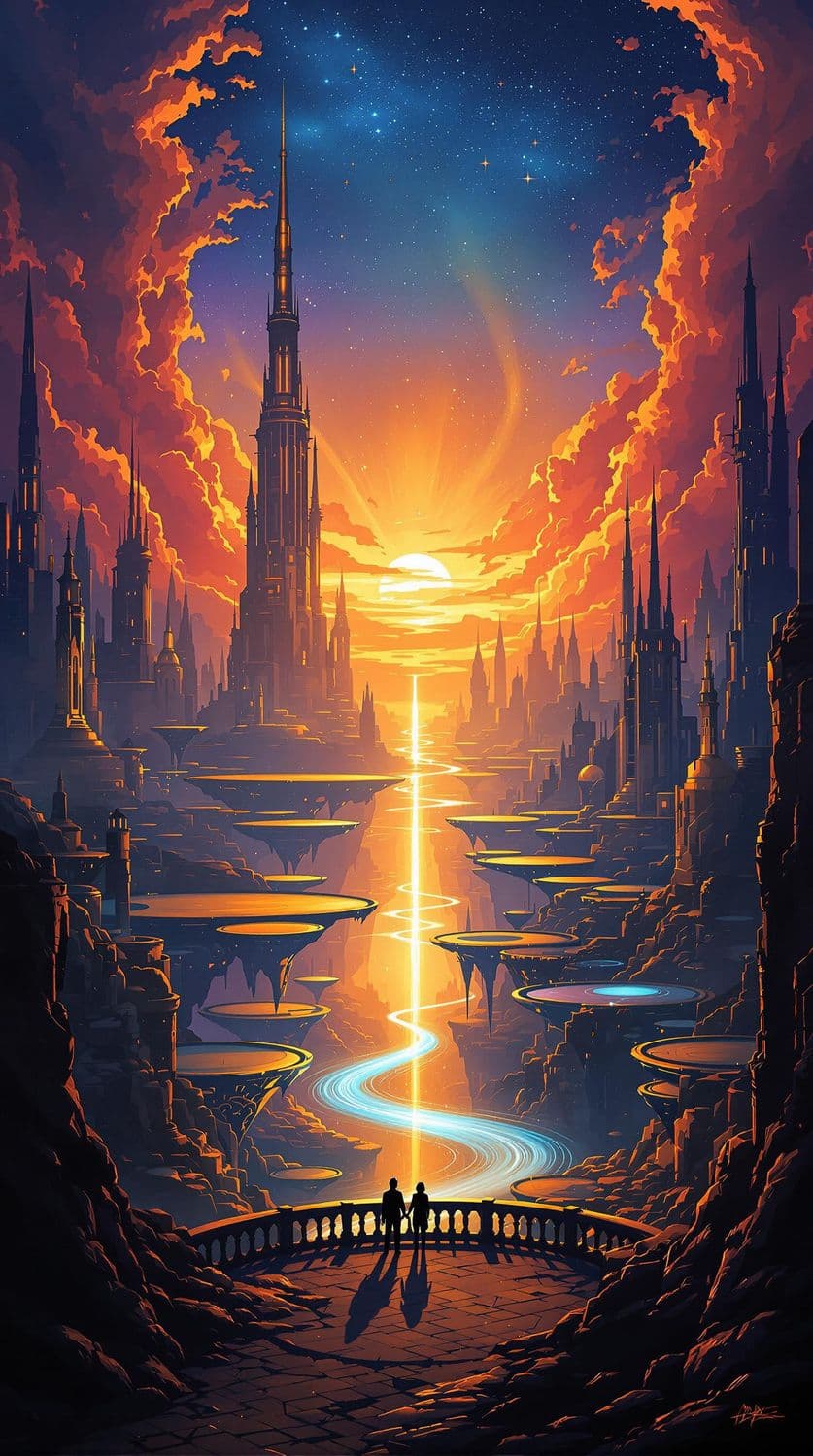 Celestial Cityscape at Dusk