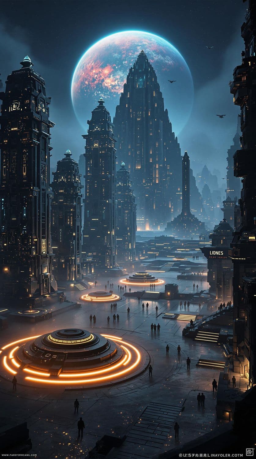 Futuristic Mayan Metropolis at Dusk