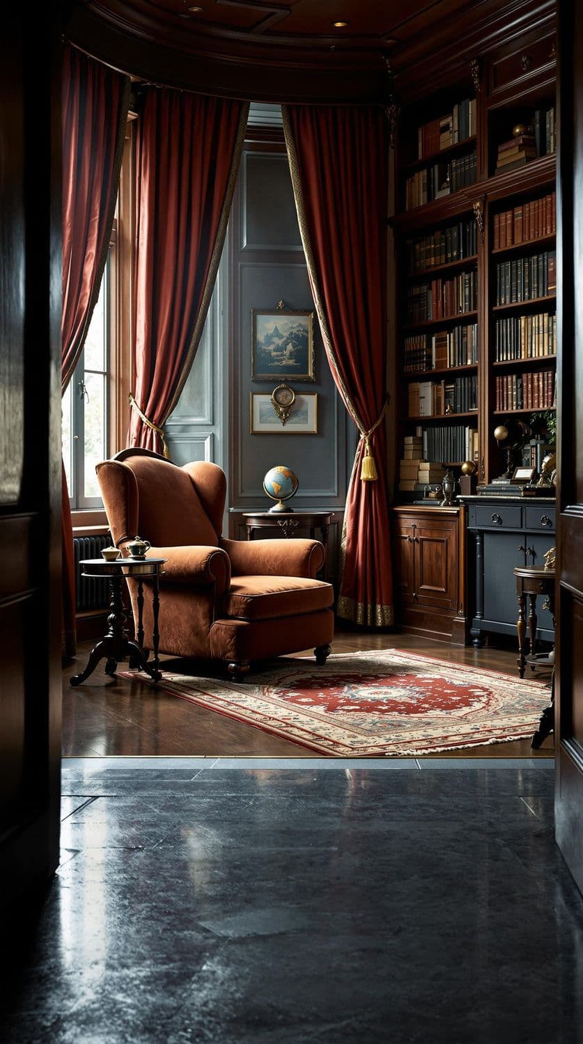 Vintage Library Reading Nook
