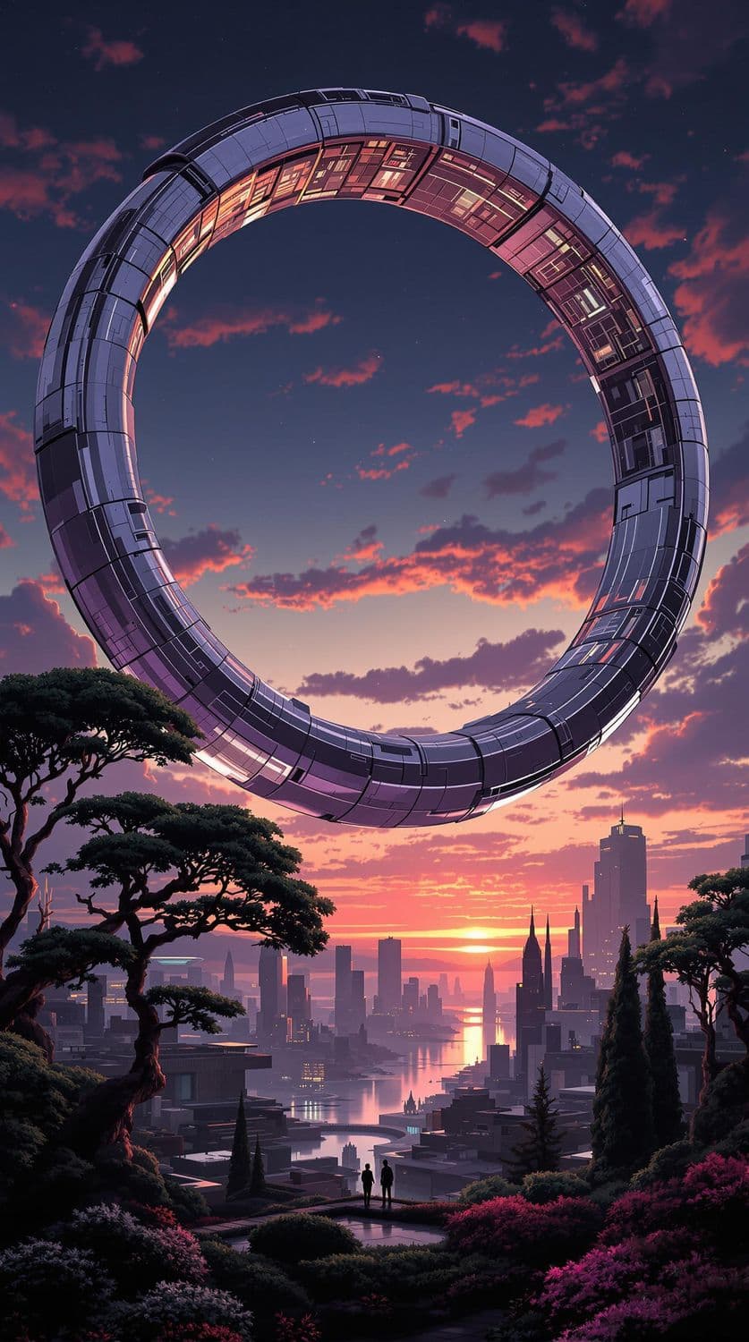 Floating Ring Over Futuristic City