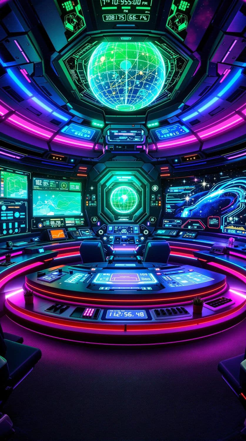 Neon Space Command Center