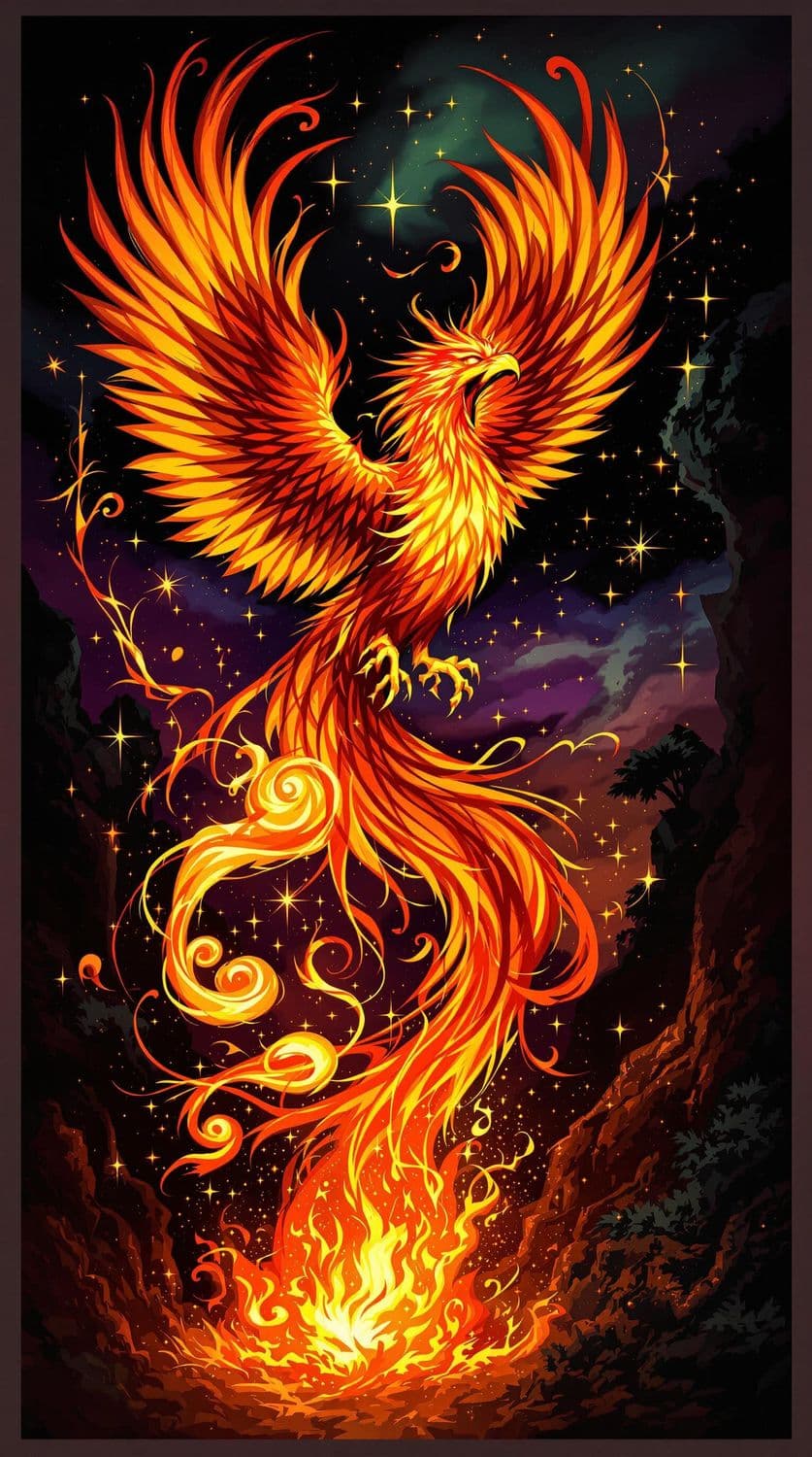 Fiery Phoenix in Twilight
