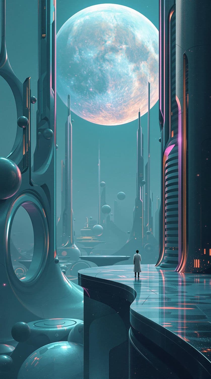 Futuristic Moonlit Cityscape