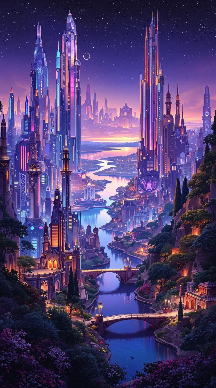 Starlit Harmony: A City of Contrasts