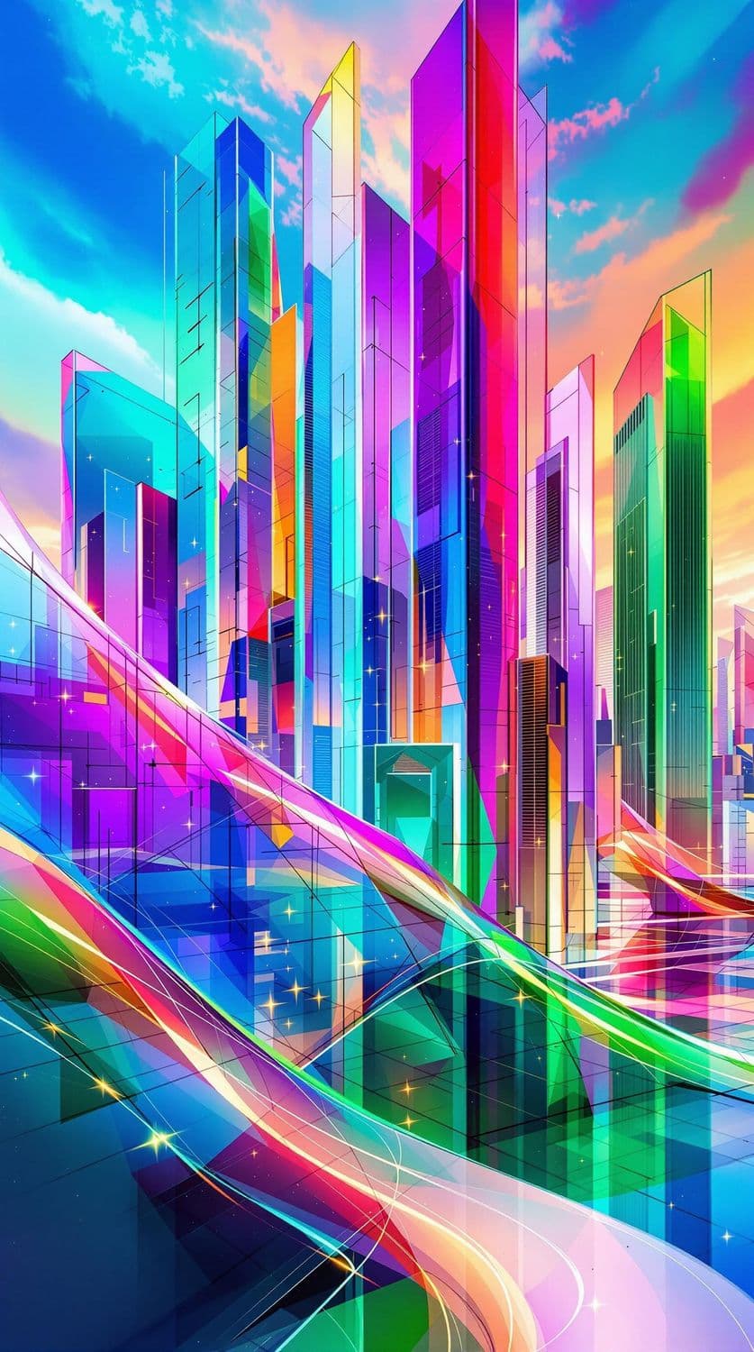 Futuristic Cityscape in Spectrum Colors