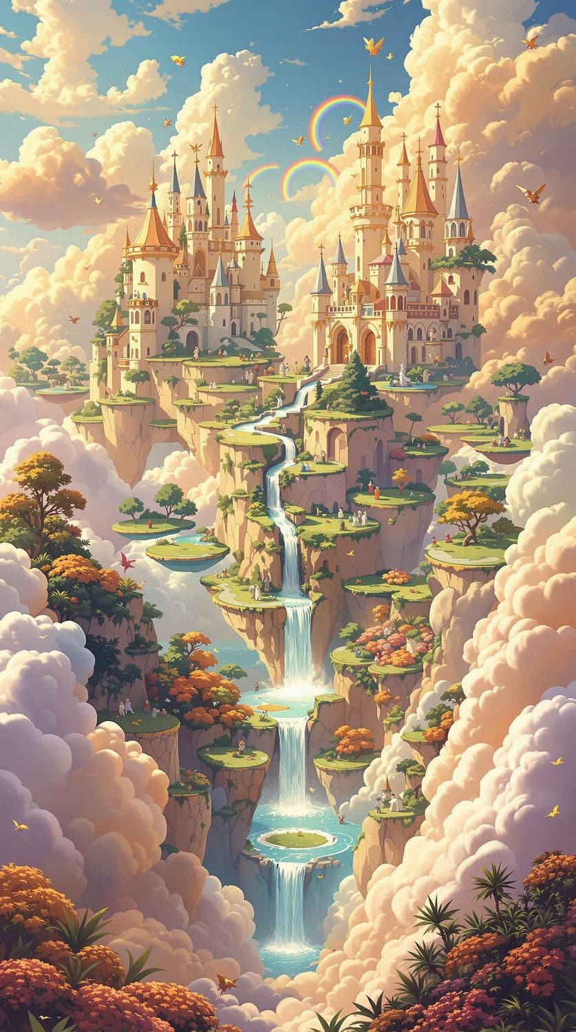 Floating Castles in a Golden Cloud Sea