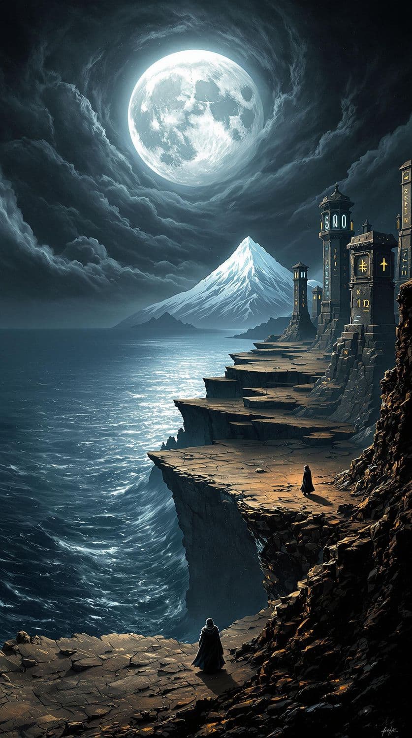 Moonlit Ocean Cliffs