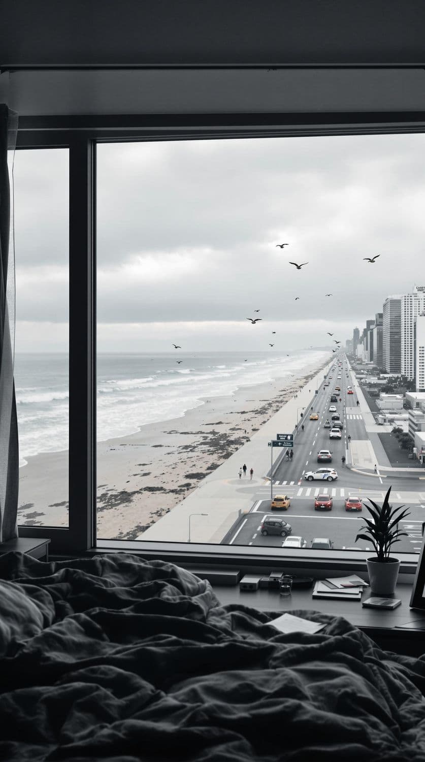 Serene Beach View from a Spacious Office
