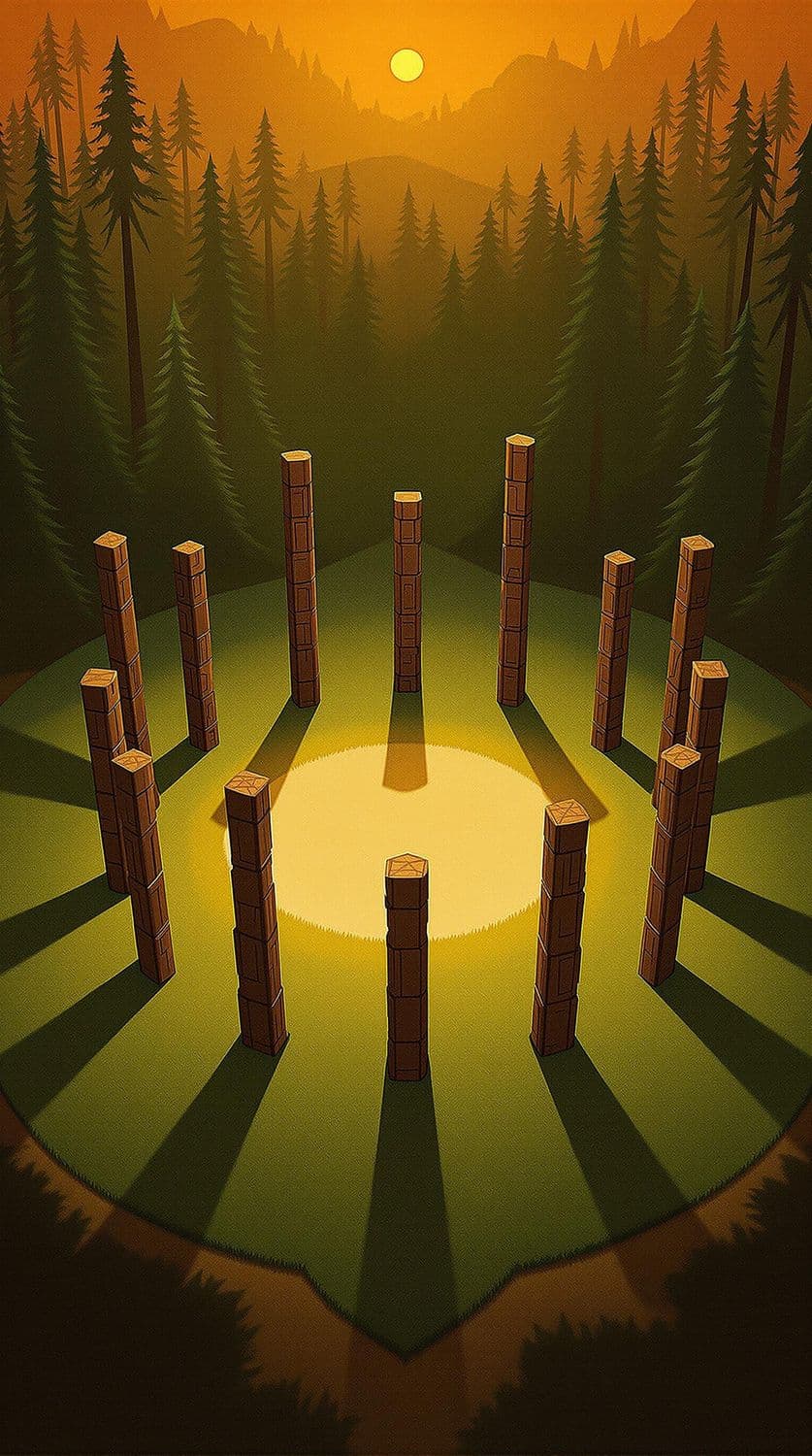 Totem Harmony in Forest Clearing