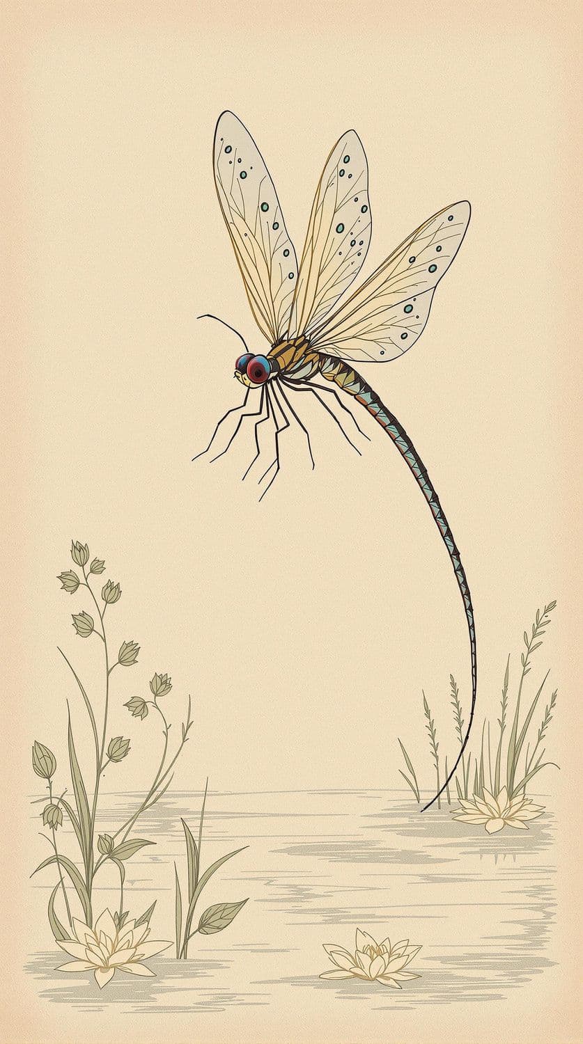 Dragonfly Over Pond