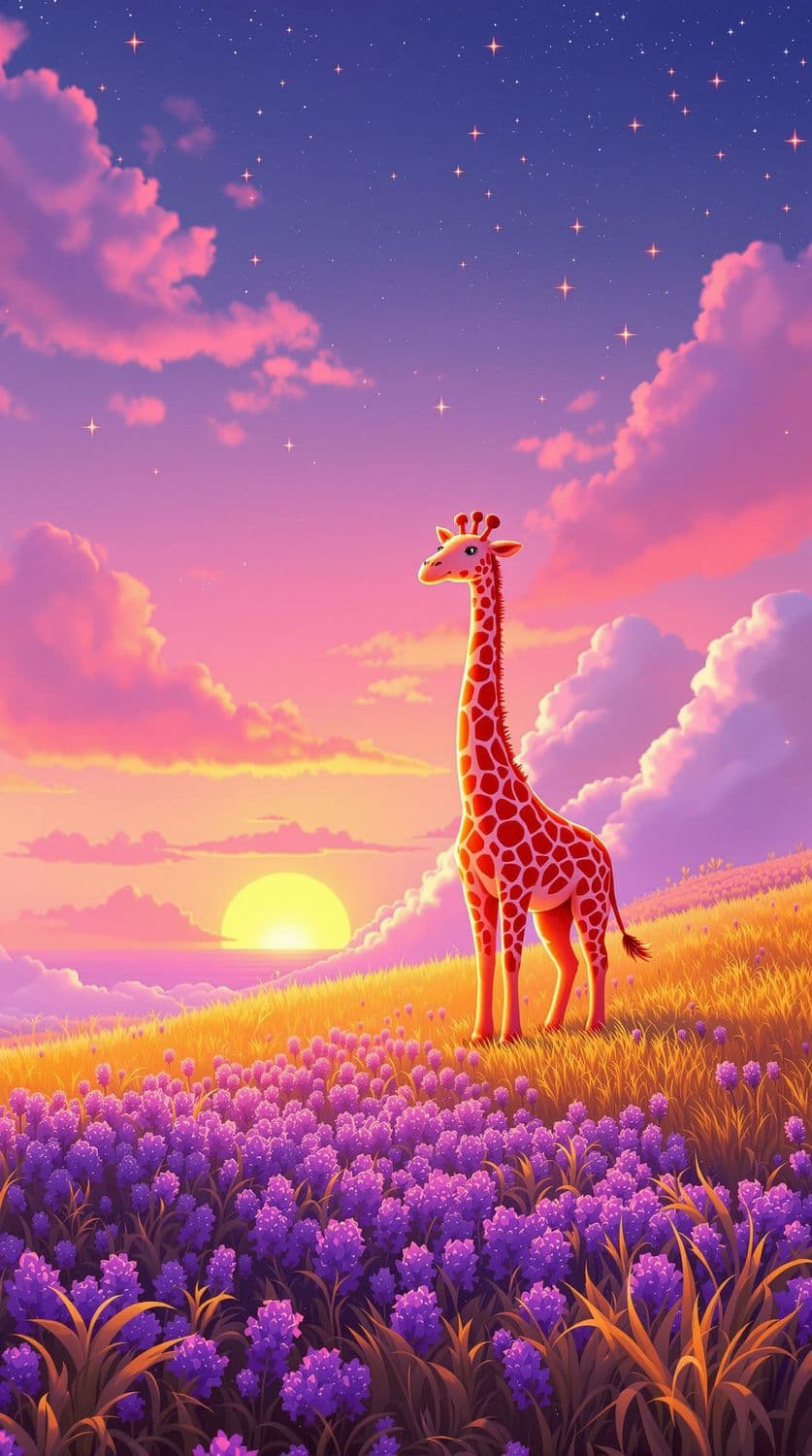 Lavender Giraffe at Sunset