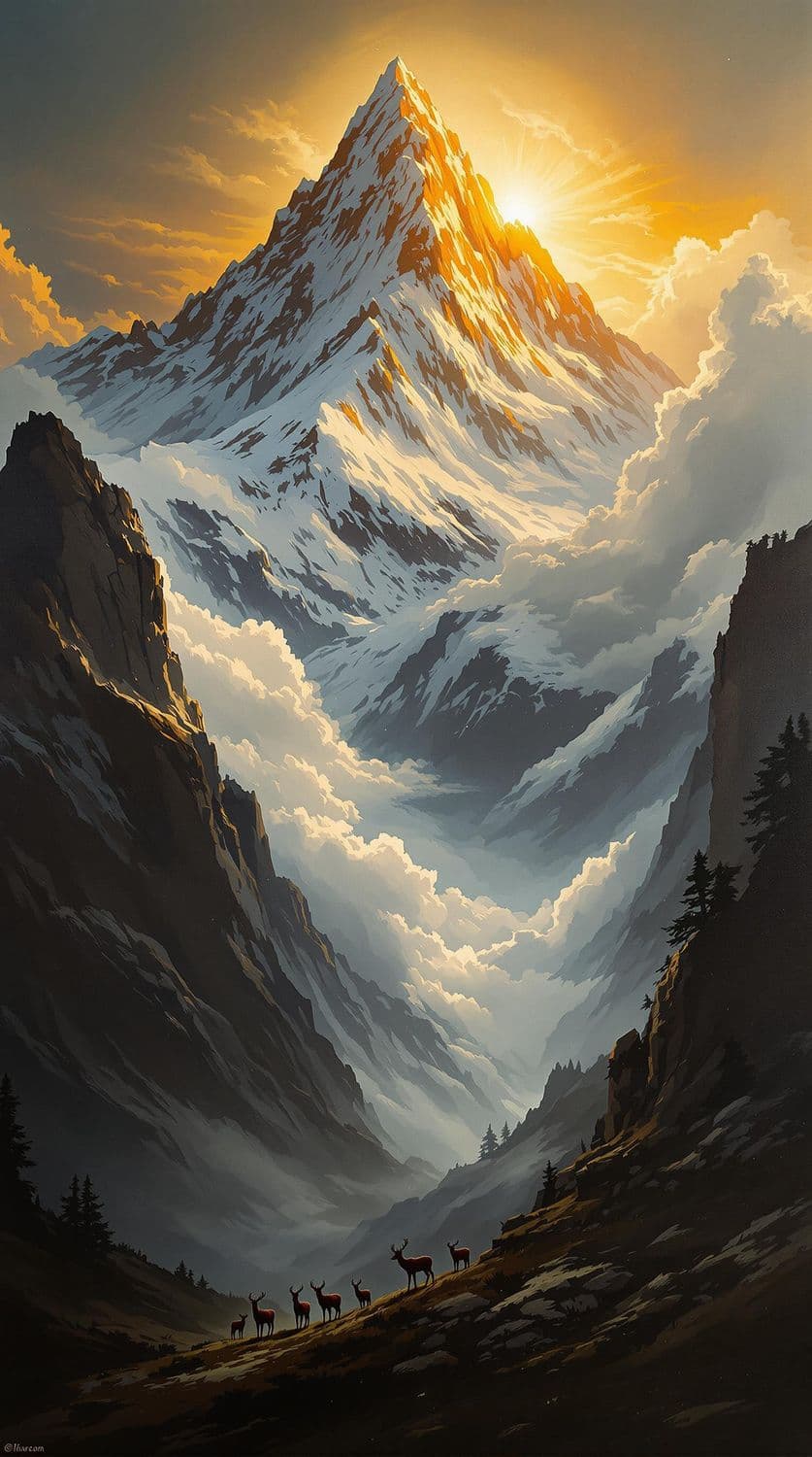 Sunlit Mountain Majesty