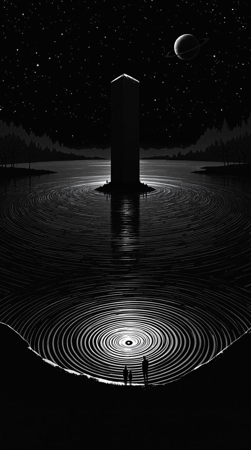 Monolith in a Reflective Lake