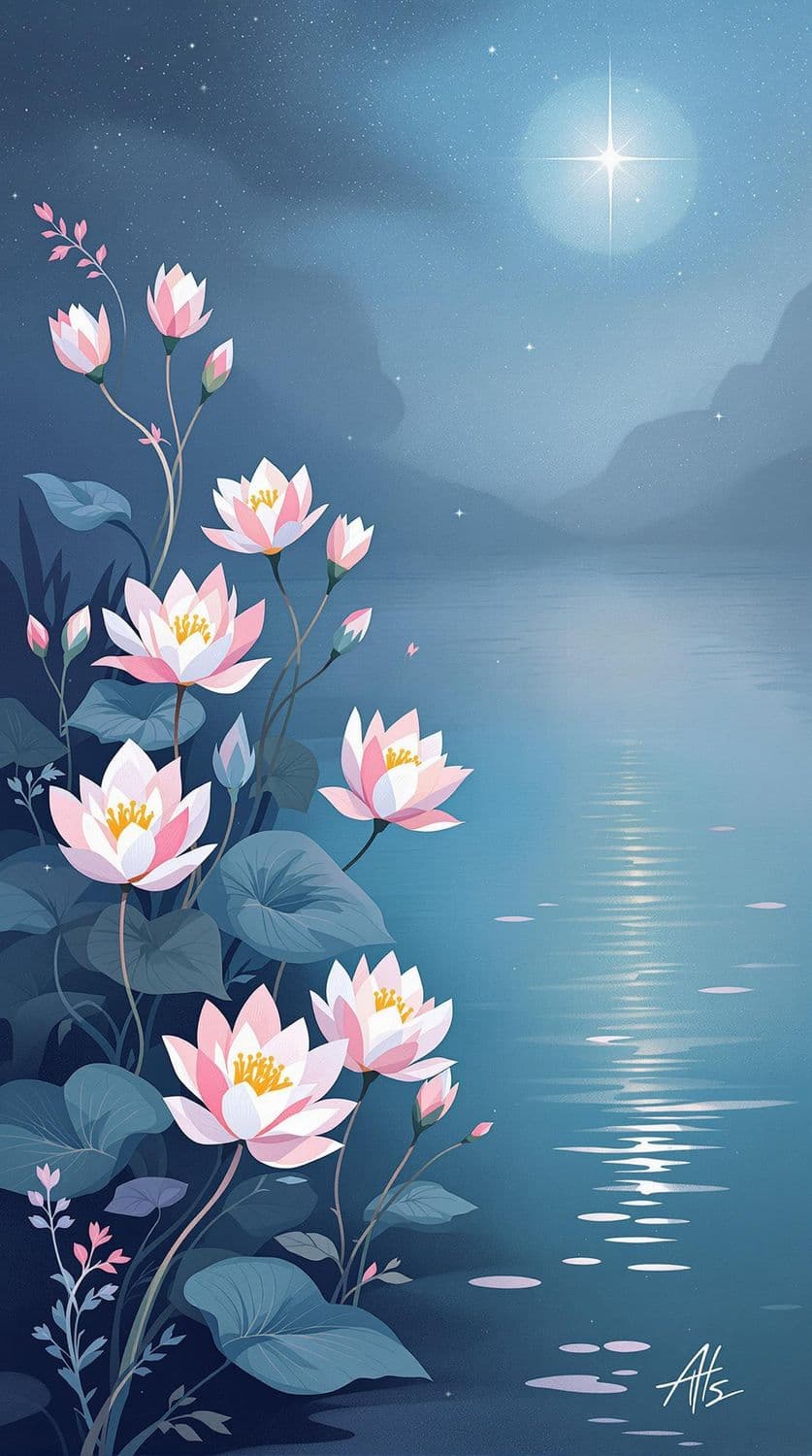 Starlit Marsh Lilies