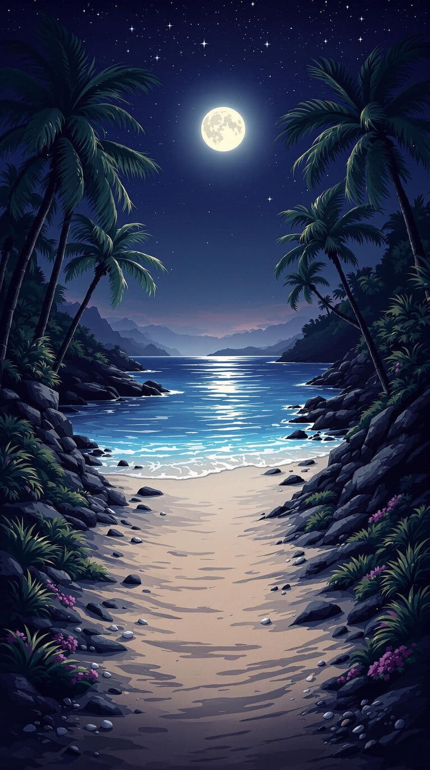 Moonlit Beachscape
