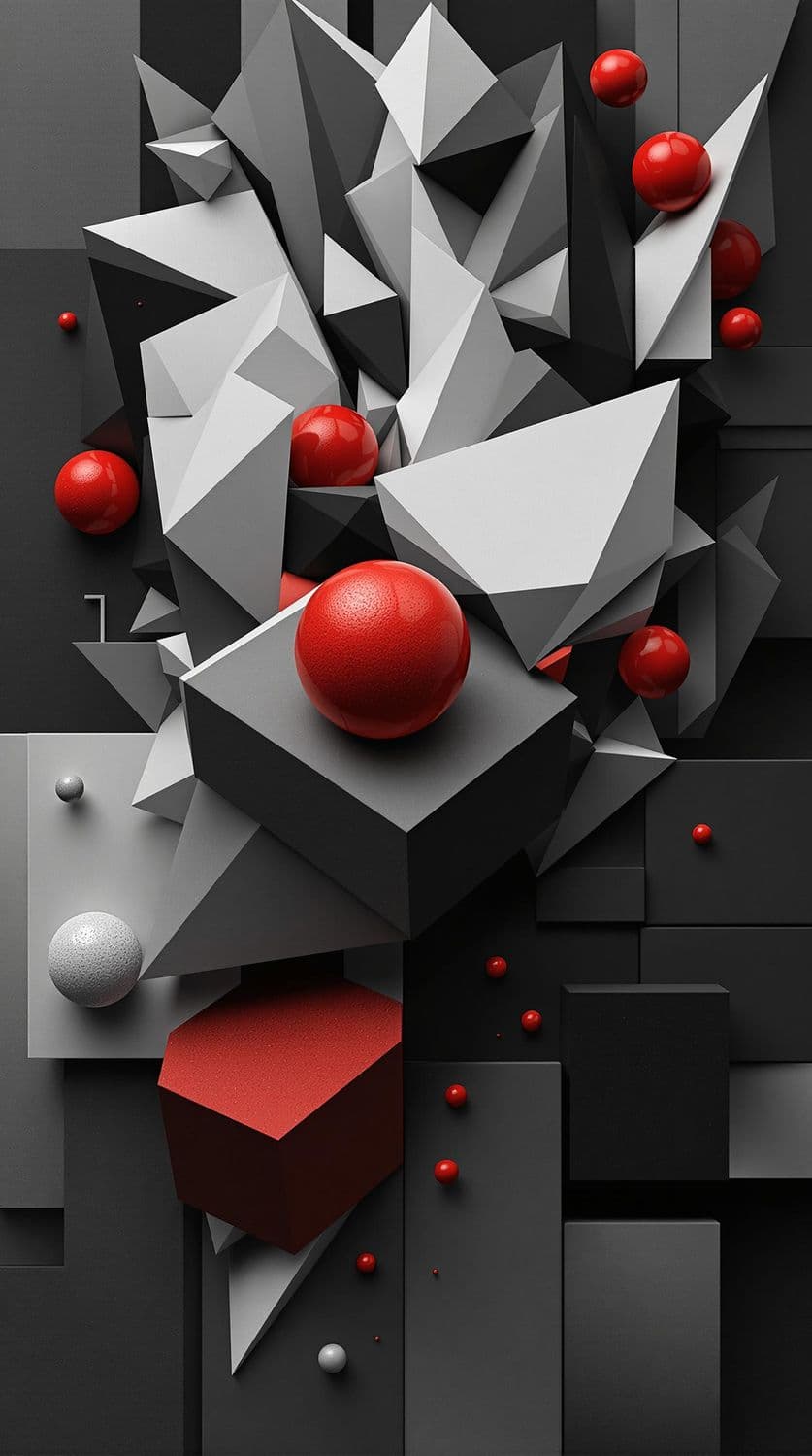 Chaotic Geometry with Red Accents