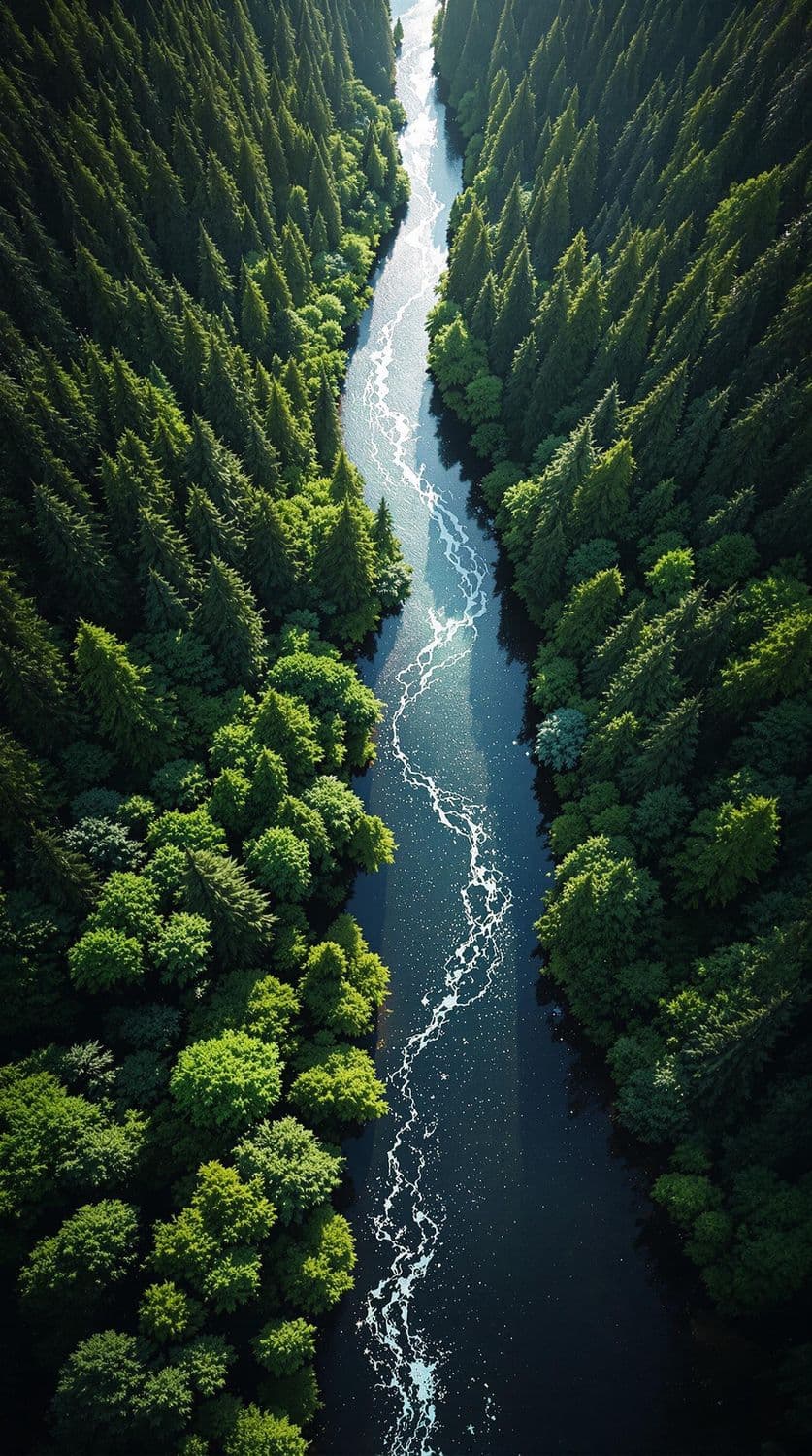 Aerial Forest and River