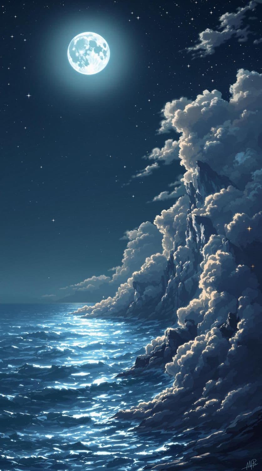 Moonlit Ocean Serenity