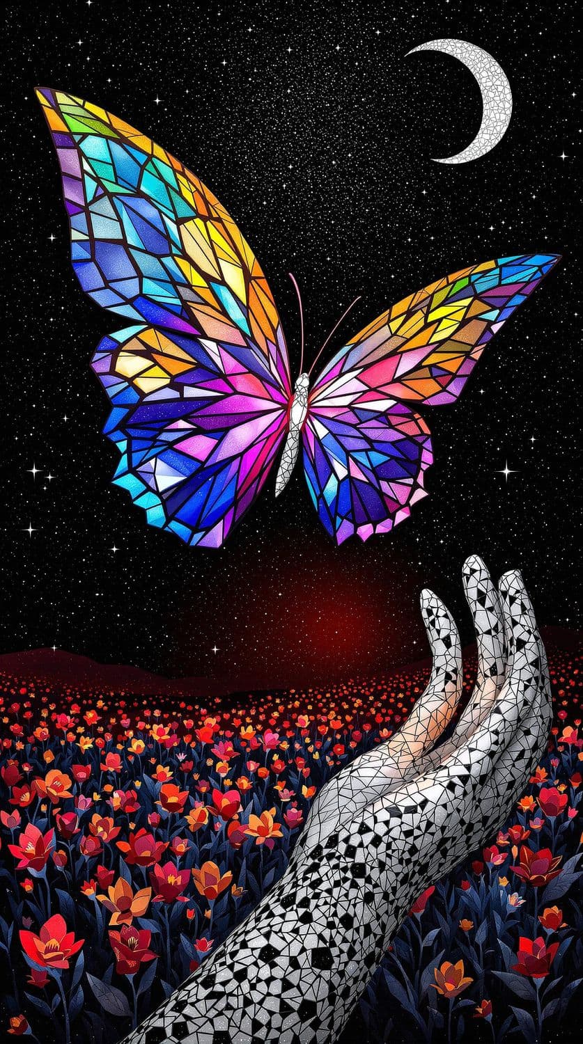 Stained Glass Butterfly Dreamscape