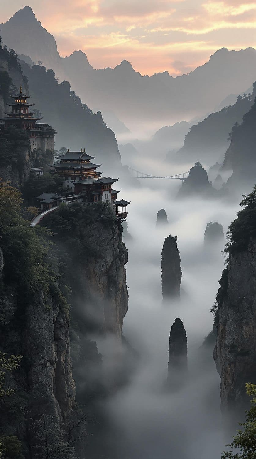 Mountain Monastery at Dawn